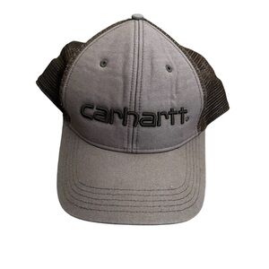 Carhartt Men's Gray Canvas Mesh-Back Logo Graphic Snapcap One size